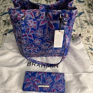 Brahmin Blue Vista Torrone Fiora Bag and Ady Wallet NWT